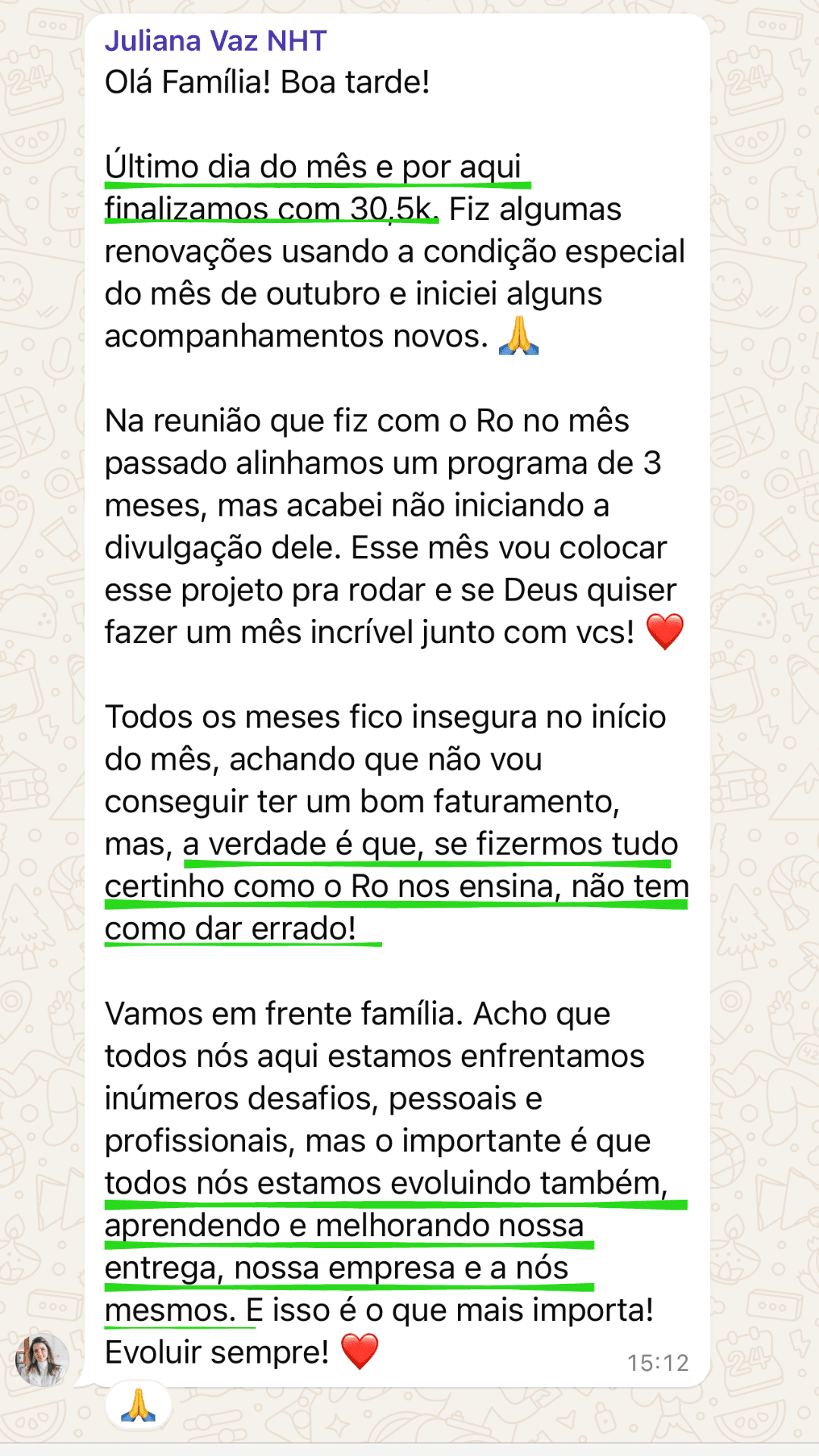 Print de depoimento de nutricionista aplicando a Nutrição Holística — 3